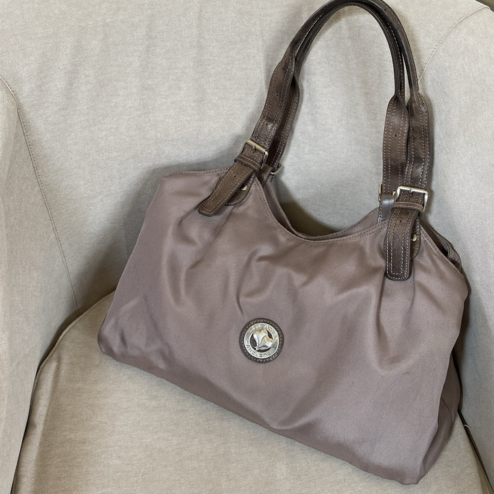 FINAL💲⬇️ Lancaster Paris Large Metallic Tan Water Resistant Canvas Shoulder Bag